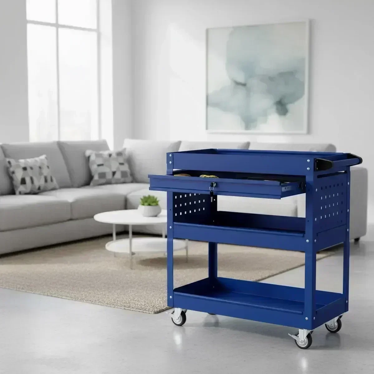 Tools For Garage Workshop - 3 Shelf Rolling Tool Cart Lockable