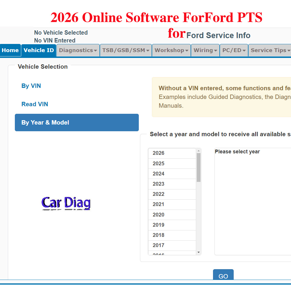 Workshop Tools Online - 2026 Online Software for Ford PTS