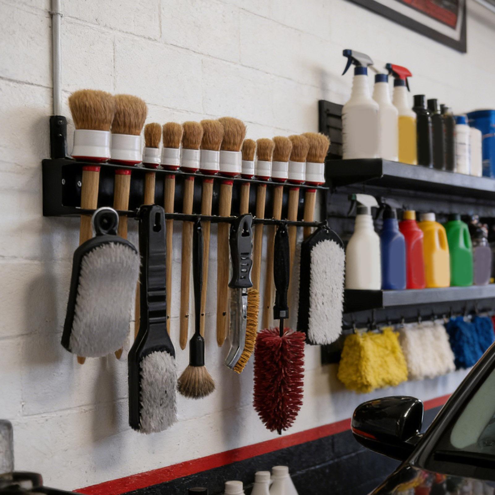 Workshop Tools On Wall - Detailing Brush Holder Steel Car Cleaning