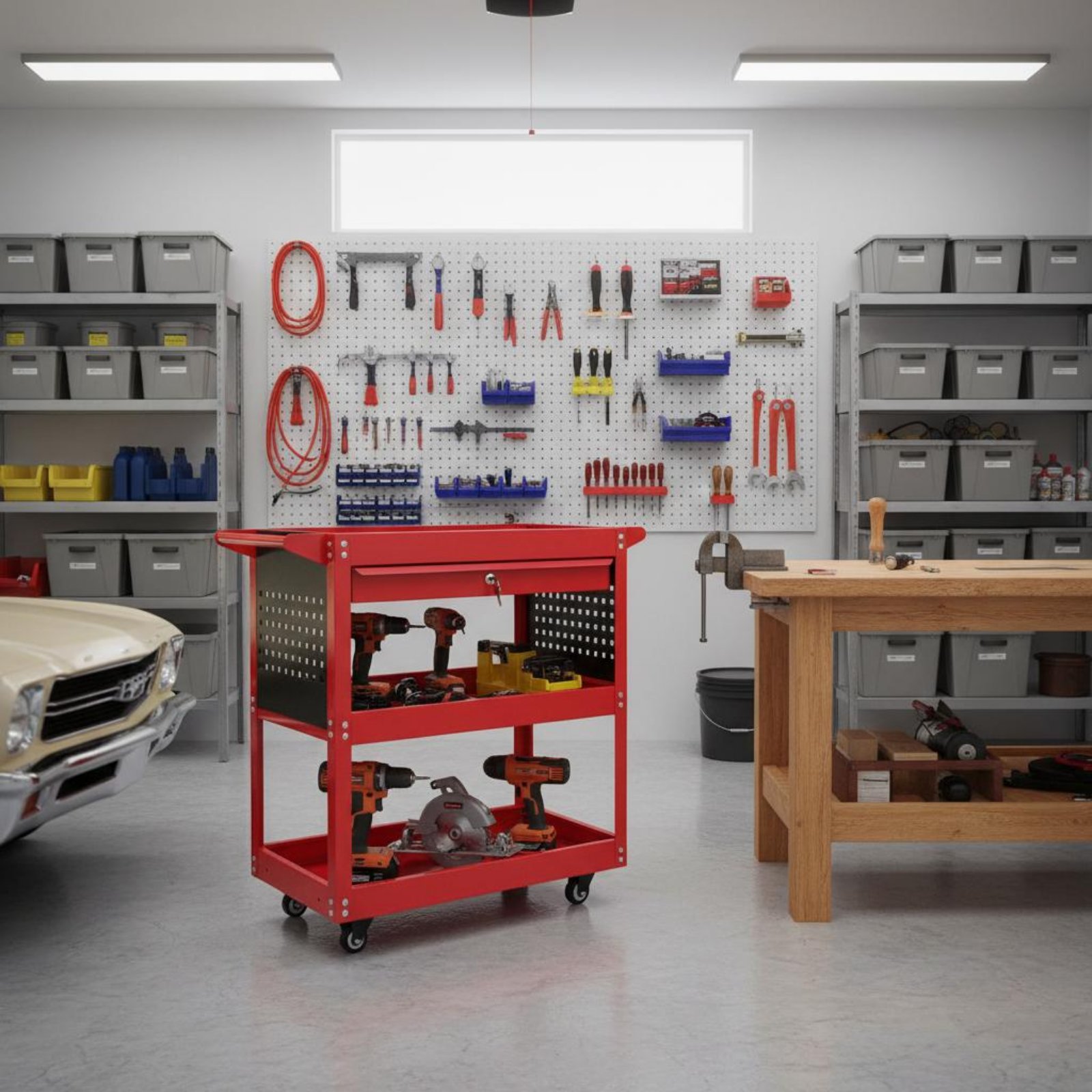 Tools For Garage Workshop - 3-Tier Tool Cart Thickened Steel Plate