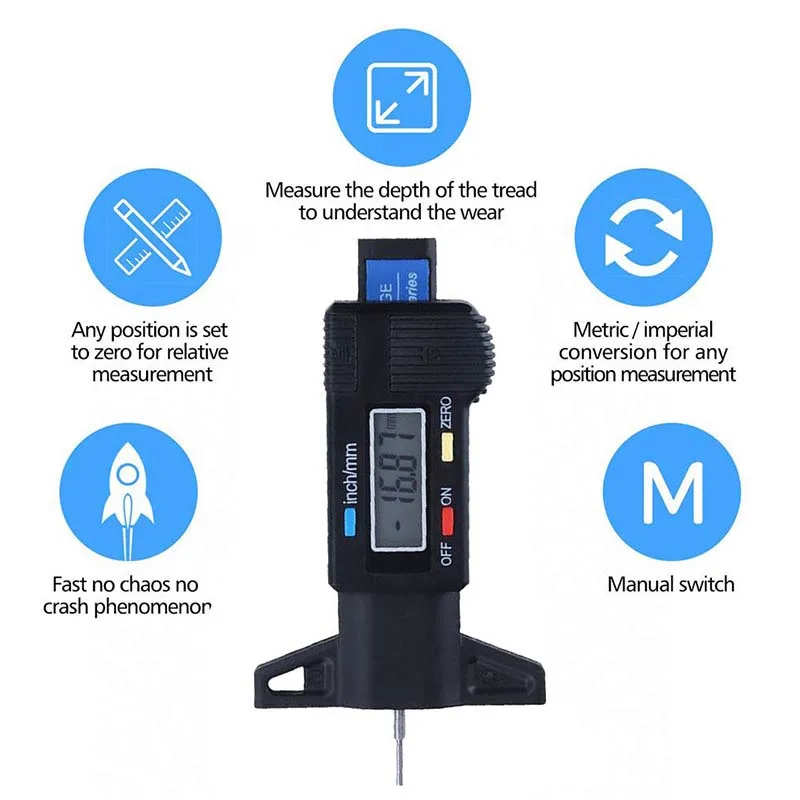 Digital Car Tyre Tire Tread De - Workshop Measuring Tools 评论和价格