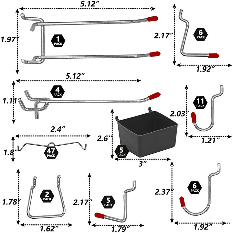 114 Pcs Pegboard Hooks Set Met - Workshop Tools On Wall 评论和价格