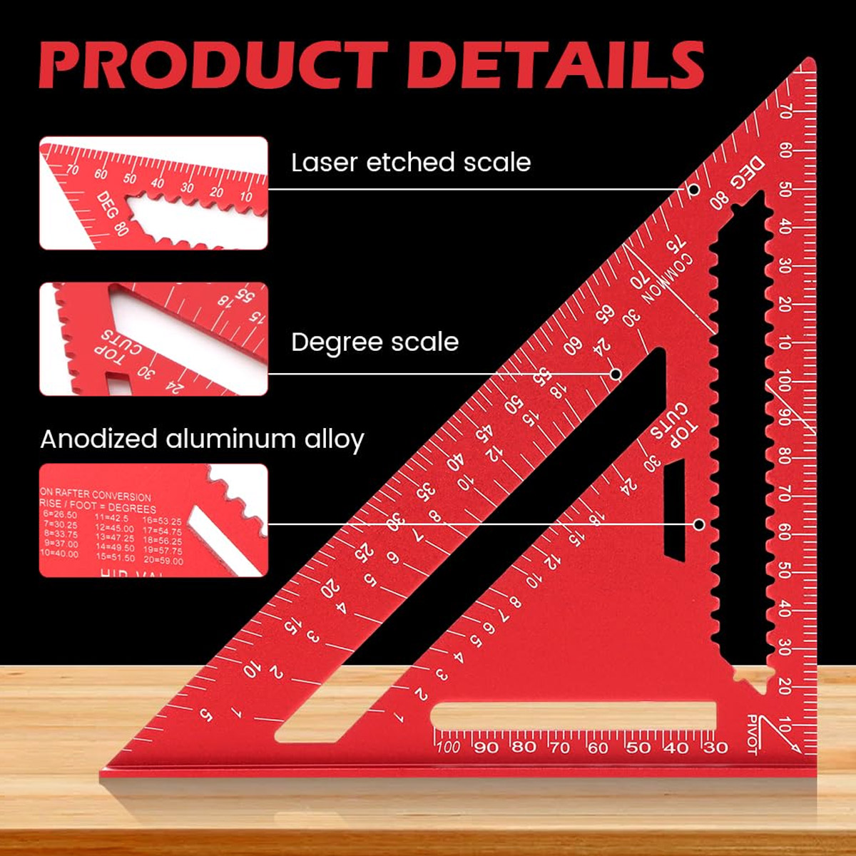 Aluminum Alloy Speed Square Hi - Workshop Measuring Tools 评论和价格