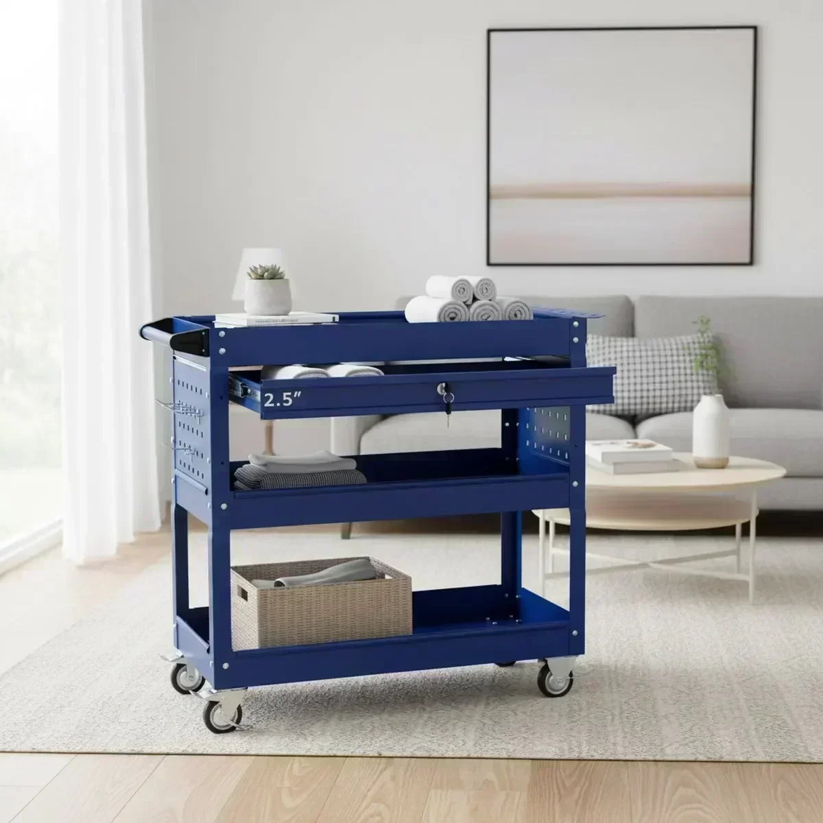 3 Shelf Rolling Tool Cart Lock - Tools For Garage Workshop 评论和价格