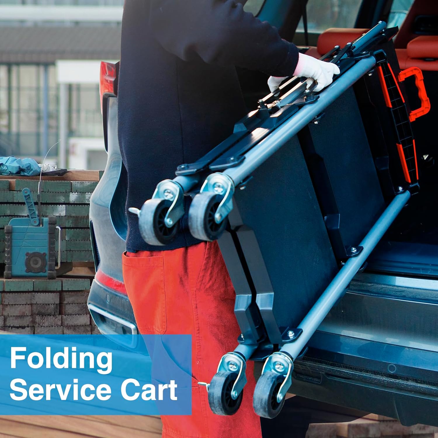 3-Shelf Foldable Rolling Utili - Tools For Garage Workshop 评论和价格